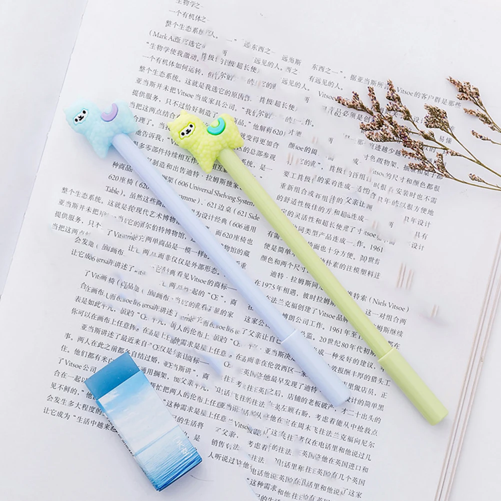 

12 Pcs Neutral Ink Fine Tip Cartoon Design Alpaca Students Pen Students Writing Drawing School Office Use