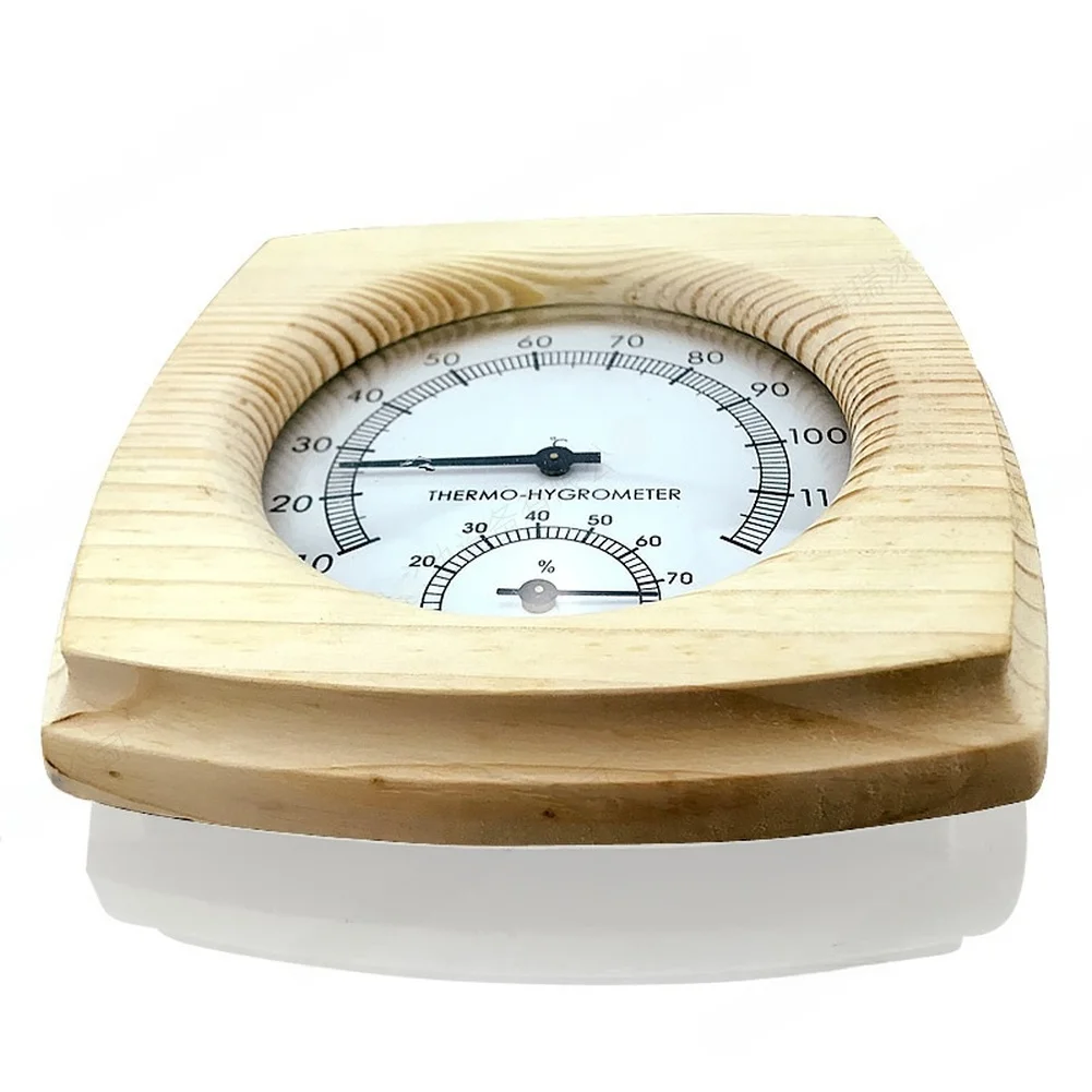 Sauna Thermometer Hygrometer with Wooden Frame for Accurate For Indoor Temperature and Humidity Measurement from 0% to