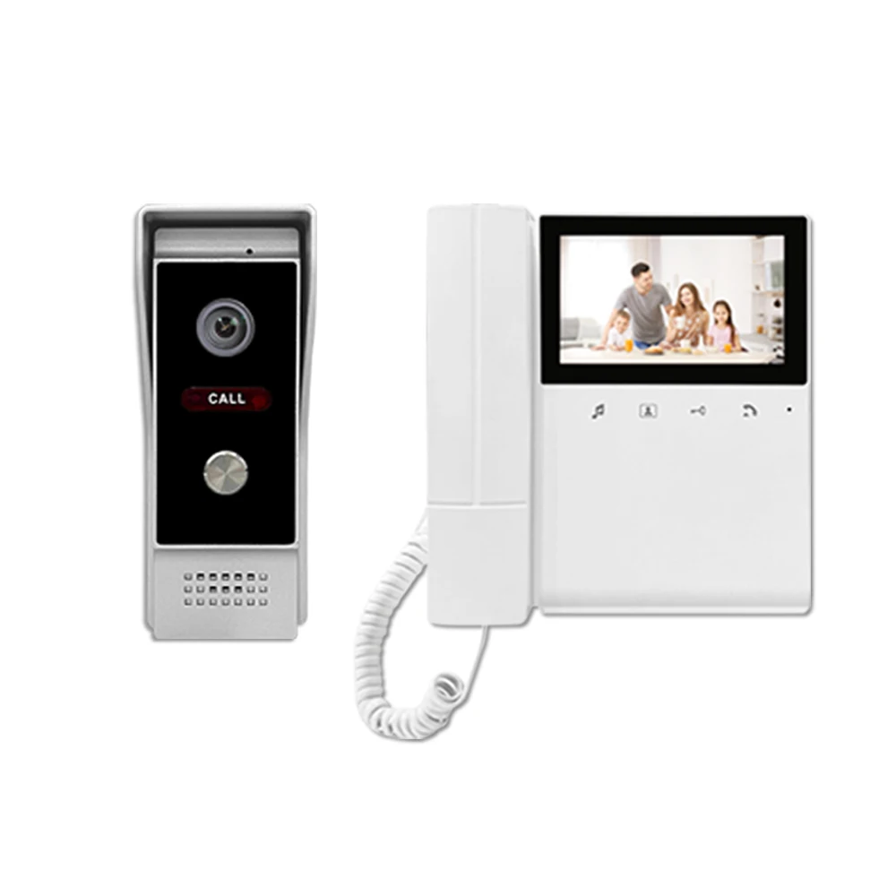 Sistema di campanello citofono per edifici video a 4 fili Kit di videocitofoni per porte con design a maniglia da 4,3 pollici per la sicurezza domestica