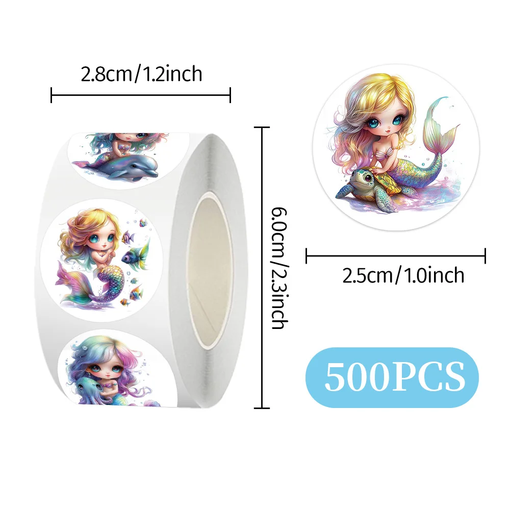 500 pz/rotolo Cartoon Sirena Rotolo Adesivi Creativo Graffiti FAI DA TE Decorativo Cassa Del Telefono Notebook Tazza di Acqua Giocattoli Per Bambini Regali
