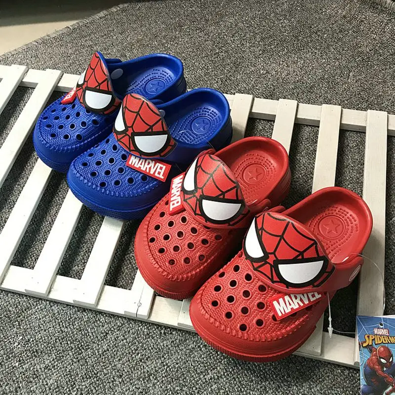 Summer Baby Boys Girls Shoes Kids Sandals Cartoon Spiderman Mcqueen Cars Print Beach Slipper Indoor Soft Home Bath Garden Shoes