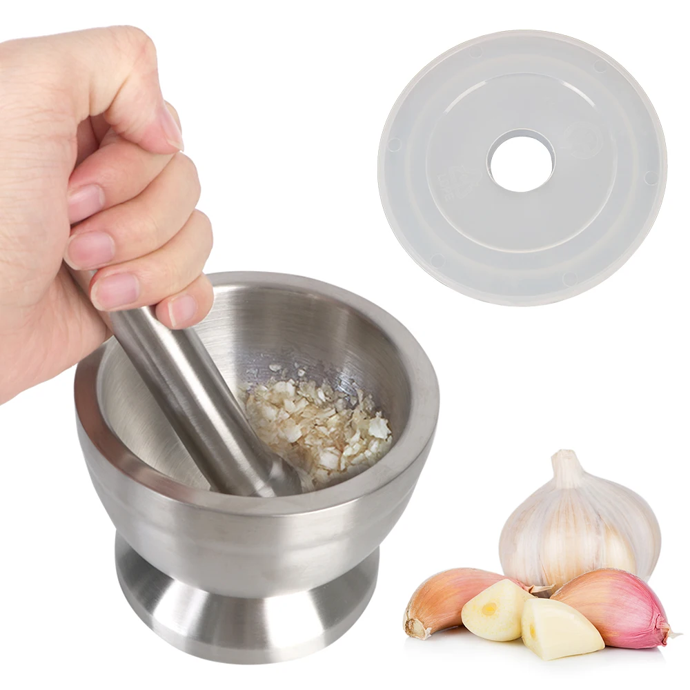 

Garlic Herbs Coffee Crusher Mortar Pestle Stainless Steel Grinding Set Spice Pill Mixing Grinding Crusher Bowl