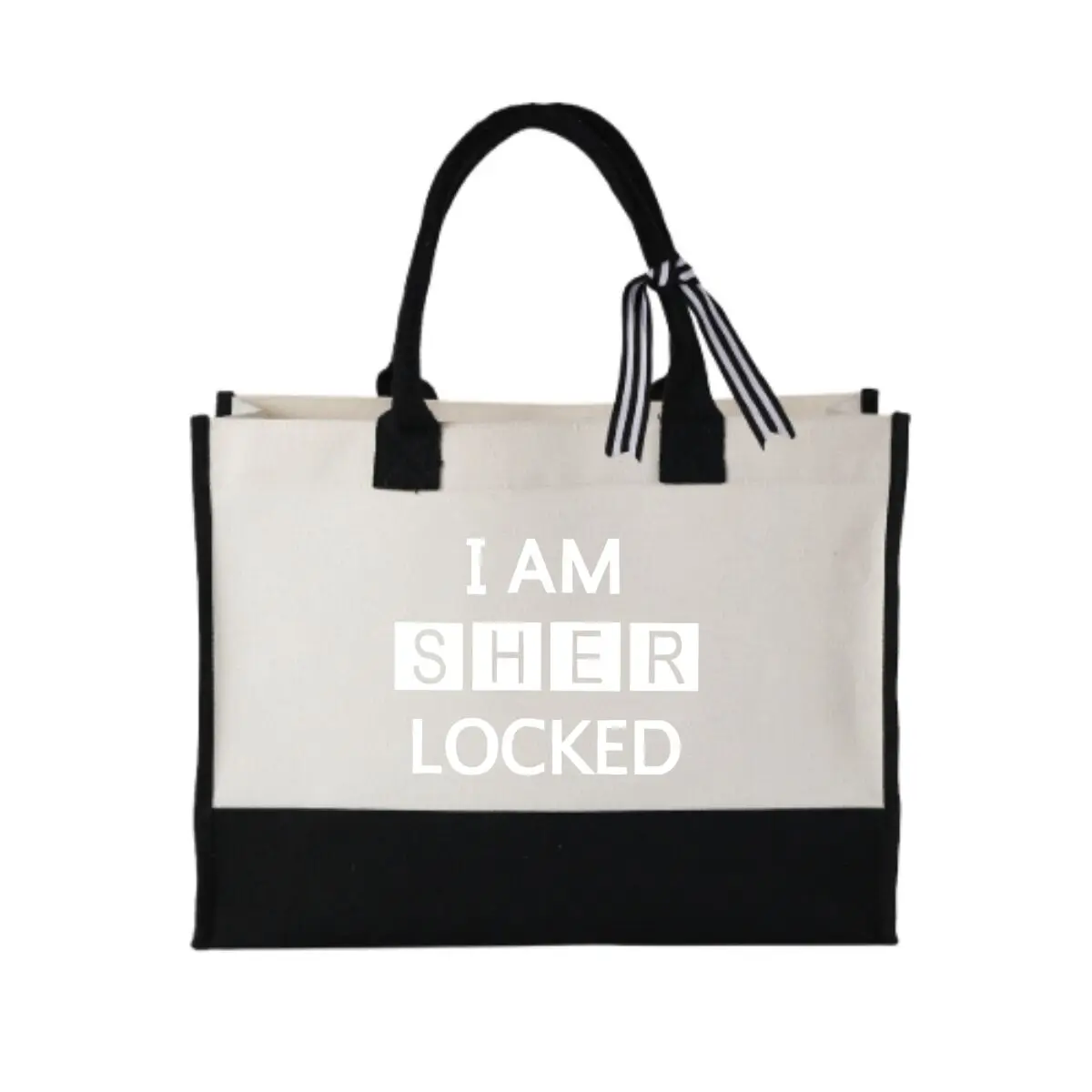 

I Am Sherlocked Text Art Spacious Commuting Tote Простота лоскутной холщовой сумки