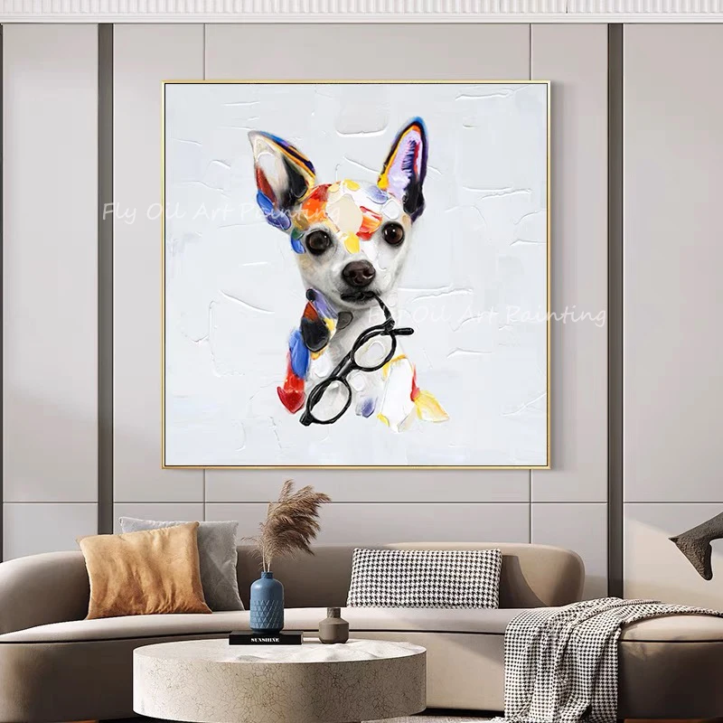 

Dog Animal Handmade Abstract Oil Painting On Canvas Wall Poster Hanging Picture Image For Living Room Bedroom Unframed