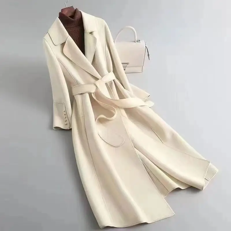 

new product 100% sheep wool double-sided woolen coat autumn style simple slim fit women's woolen jacket