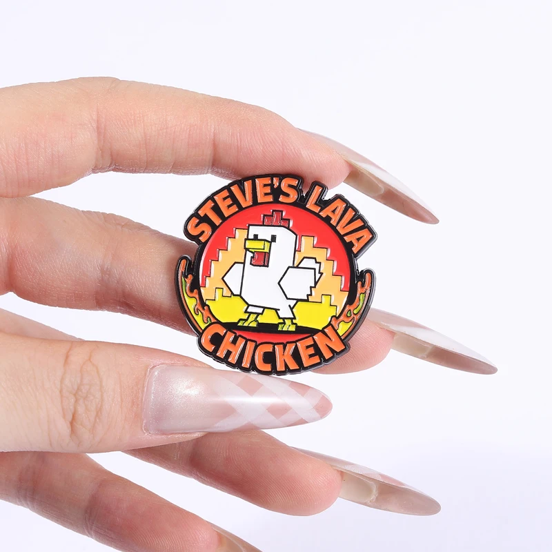 ستيف الحمم الدجاج بكسل الألعاب بروش المينا دبابيس كتلة رمل لعبة شخصية دبابيس شارة التلبيب مجوهرات هدية للأصدقاء #4