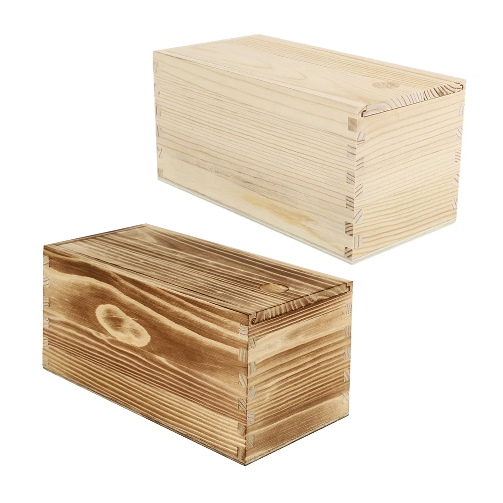 

2 Pcs Vintage Storage Box Sliding Wooden Gift Boxes Jewelry Tote Bins for with Lids Case