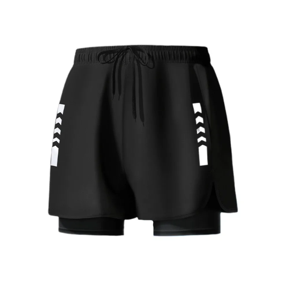 

Double Layer Swimming Trunks Shorts Anti Glare Short Pants Men Sports Training Shorts Quick-drying Mid Waist