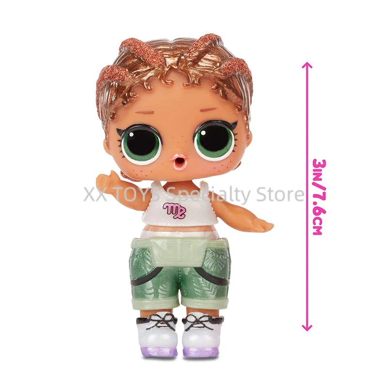 LOL. Überraschung! Present Surprise Series 2 Glitzer-Schimmer-Sternzeichen mit 8 Überraschungen, 7,6 cm große Sammlerpuppe, Spielset-Geschenke