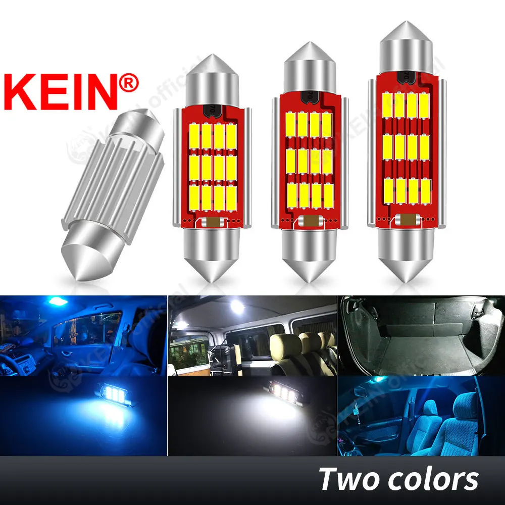 KEIN 10PCS Festoon Led Bulb SV8.5 C5W 31mm C10W 41mm 36mm 39mm Car Light Interior Reading License Plate Lamp 6000K White