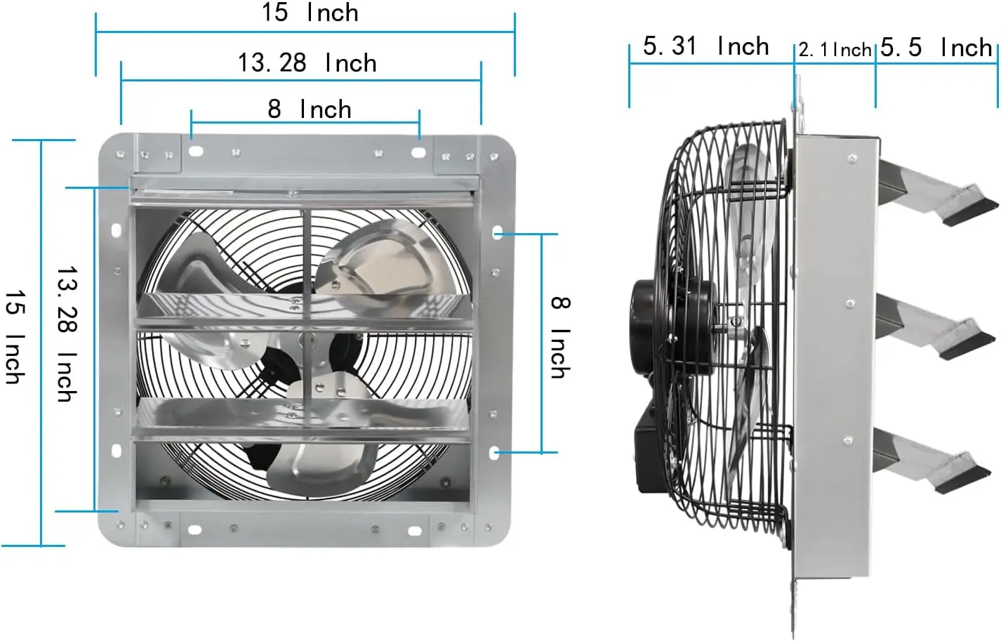 12 Inch Exhaust Fan Wall Mounted,Automatic Aluminum Shutter,Vent Fan High Speed 1800CFM for Garages and Shops,Greenhouse