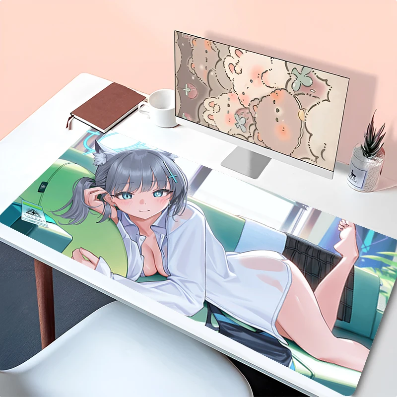 Mousepad Anime Mouse Pad Gaming Accessories Office Keyboard Pad Desk Mat PC Rubber Blue Archive Sunaookami Shiroko Extended Pad