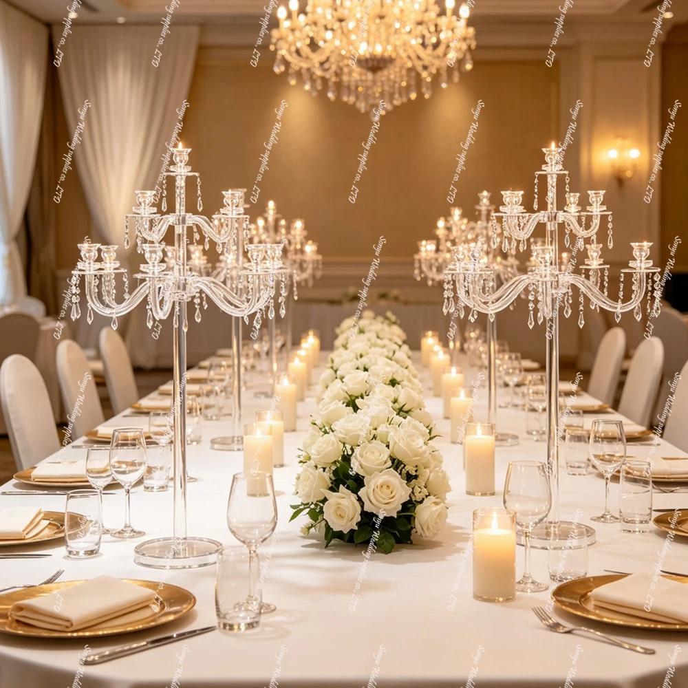 5/6/10pcs 100/110/120cm acrylic pedestal  Wedding Flower Stand Plinths Backdrops Centerpiece for Wedding table candleholder