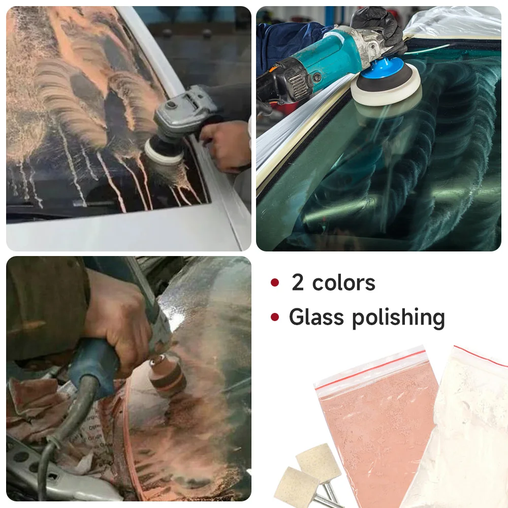 1Set Rare Earth Polishing Powder Glass Mirrors Composite Polishing Cerium Oxide Powder Abrasive With Wool Polishing Wheel 3/4cm
