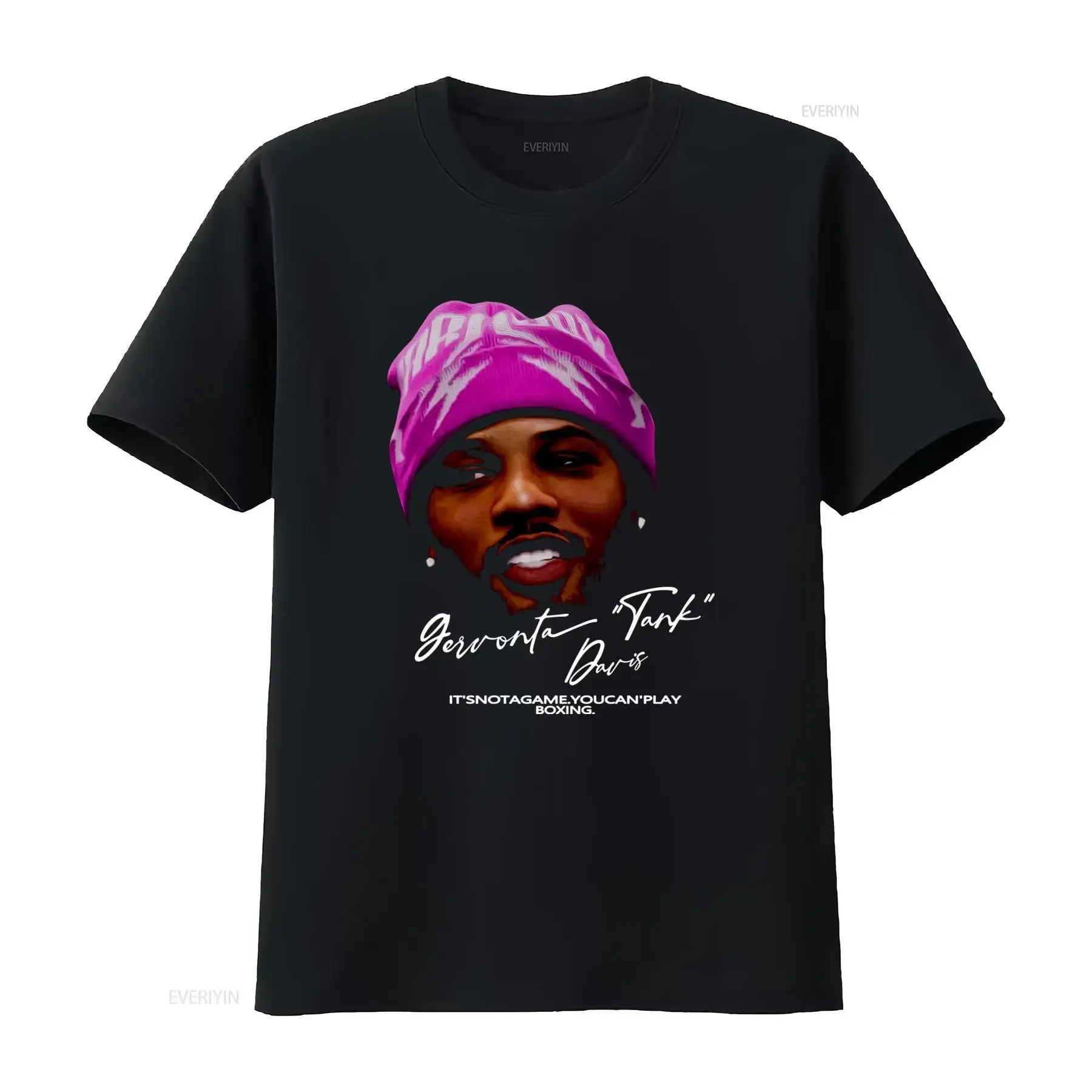 Vintage Streetwear Gervonta Tank Davis Boxing Portrait Print Cool Casual T Shirt vintage Washed Comfortable homme Stretched