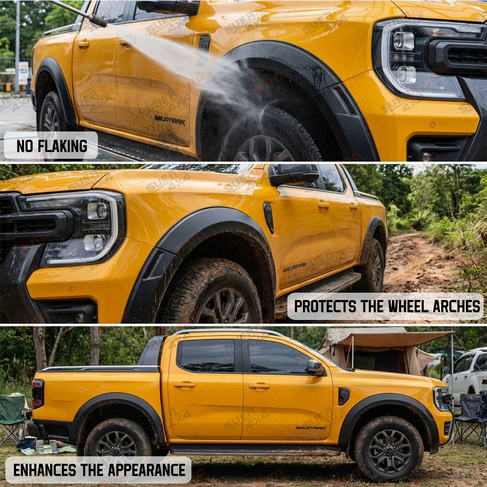 5”Fender Flares Wheel Arch For Ford Ranger Next Gen T9 2023 2024 2025 Double Cab No Sensor Hole Matte Black Off-Road Body Kit