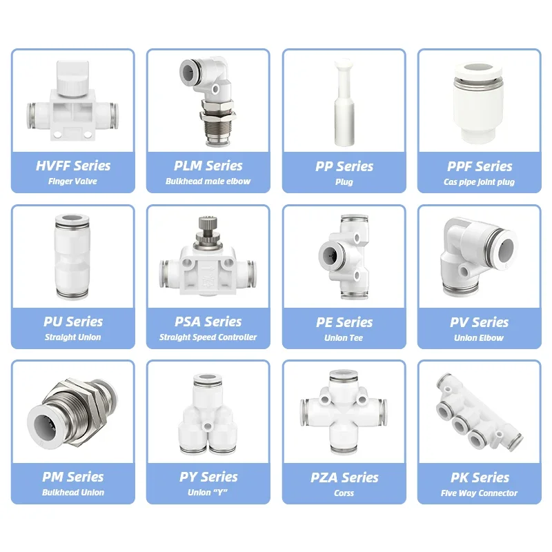 High Quality Pneumatic Fitting Pipe Connector Quick Release Coupling 4 6 8 10 12mmPU PV PE HVFF PY PZA PK PM PSA PP PPFTupe