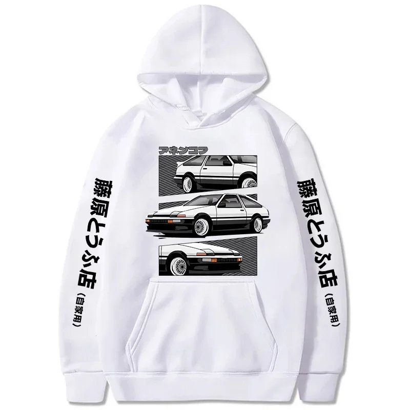 Redsuns Cartoon Gothic Sweatshirts  Anime Initial D Hoodies for Men AE86 Funny Harajuku Manga Hooded Streetwear Clothes Male