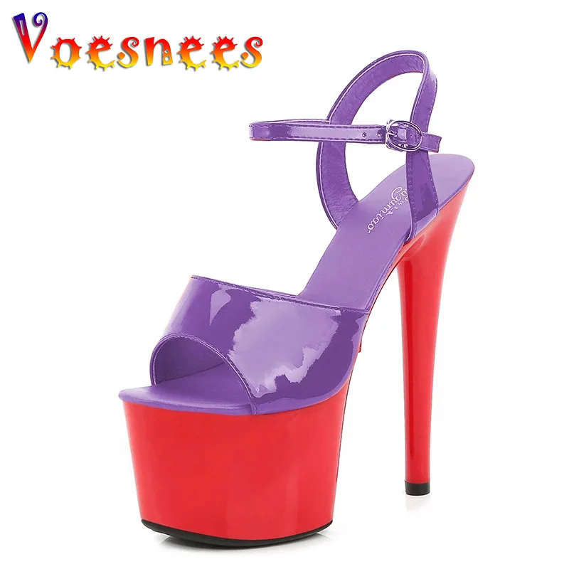 Mixed Color Strippers Bed Shoes Heels Women Sandals Fun Sexy Shoes Party Club 17 CM Platform High-heeled Girl Shoes Pole Dance