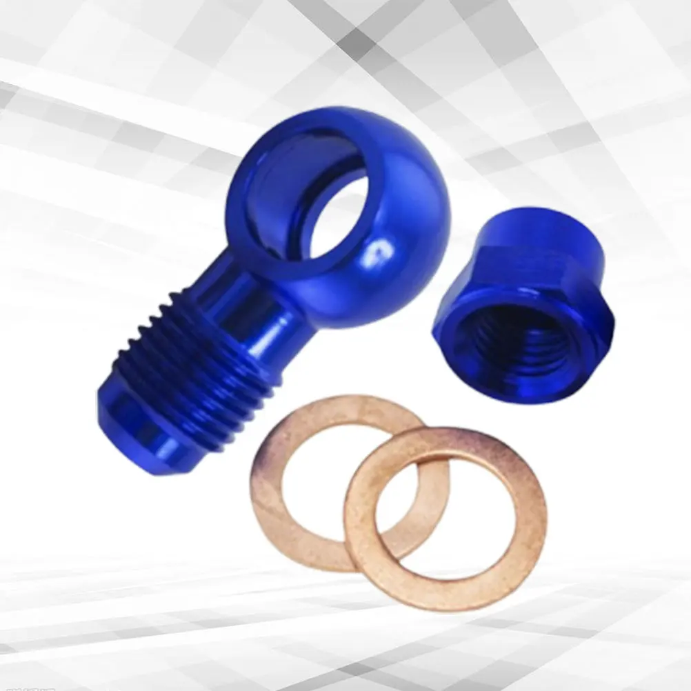 

1 Set 8Mm 5/16 Inch Blue Aluminum Outlet Banjo Adapter For Car Fuel Pump Engine Parts Durable Fitting Replacement Accessory