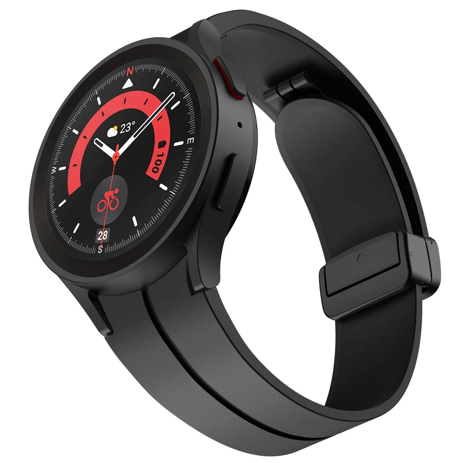 

20mm Silicone Band for Samsung Galaxy Watch 4/5 40/ 44mm /Pro 5 45mm Soft Magnetic Bracelet for Galaxy Watch 4 Classic 42/46mm