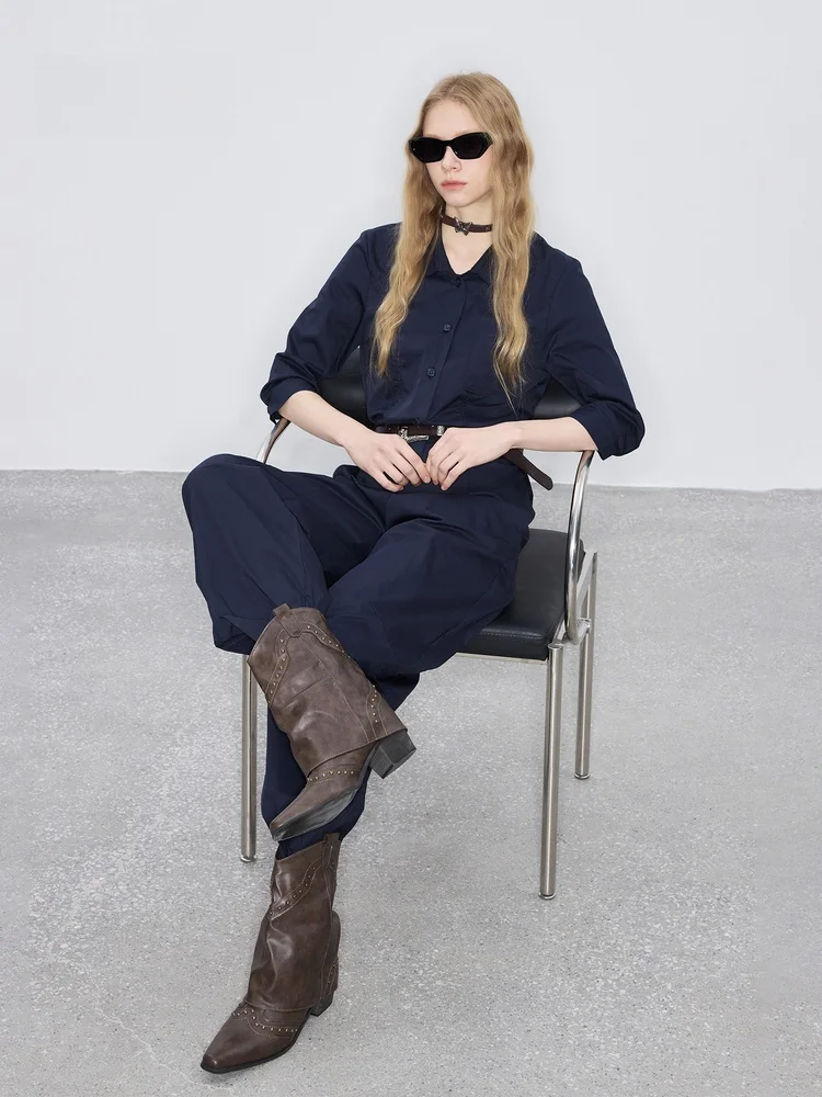 Casual Faionable Simple Jamor One-Piece Pants High Waist Zipper Straight Leg Cotton Nylon Spandex Spring 2026 Slimming Cool