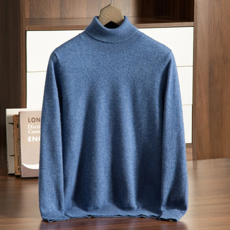 ZOCEPT Winter Men Pure Cashmere Turtleneck Sweater High Quality Knitwear Warm Clothing Long Sleeve Fashion Pullover Pull Homme