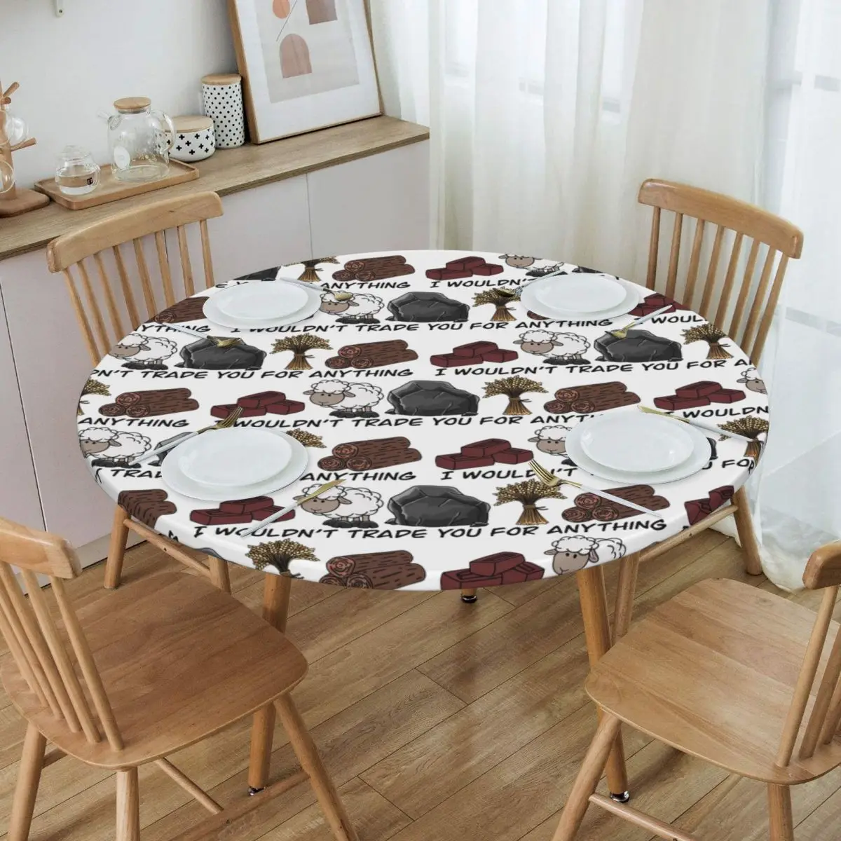 I Wouldn't Trade You For Anything - Catan Waterproof Round Tablecloth Oilproof Table Cloth for Kitchen Events Dining Table Cover