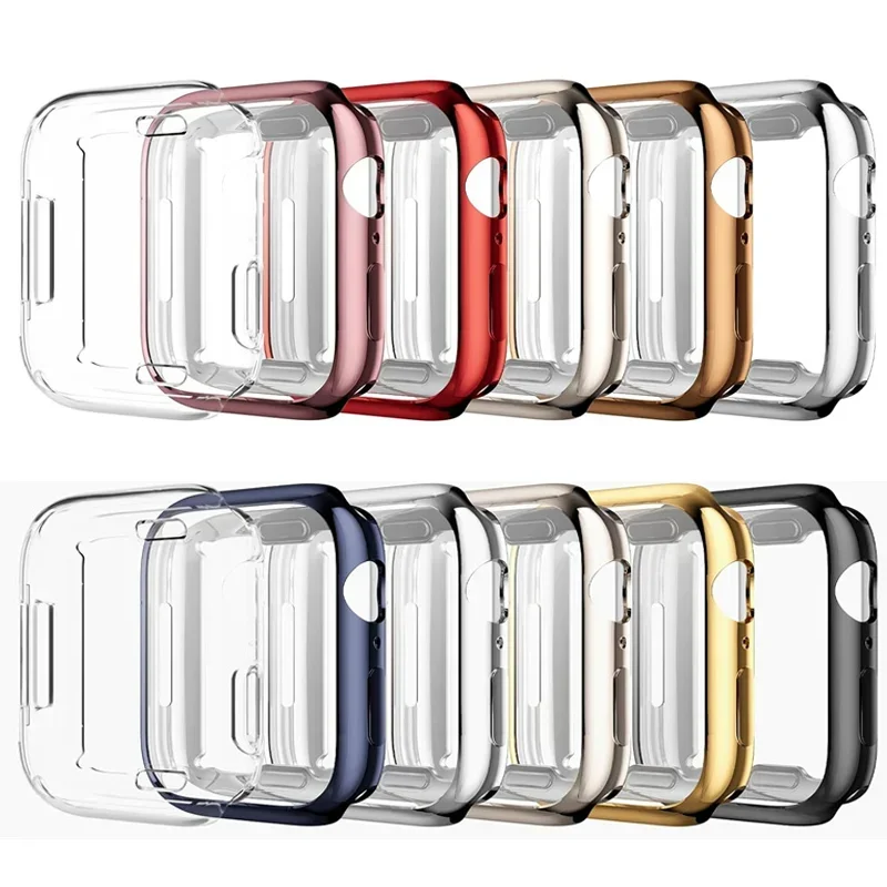 Coque transparente pour Apple Watch, 45mm, 41mm, 44mm, 40mm, Protecteur d'écran, Couverture complète, TPU Bumper, iWatch Series 9, 8, 7, SE, 6, 5, 4, 3, Accessoires