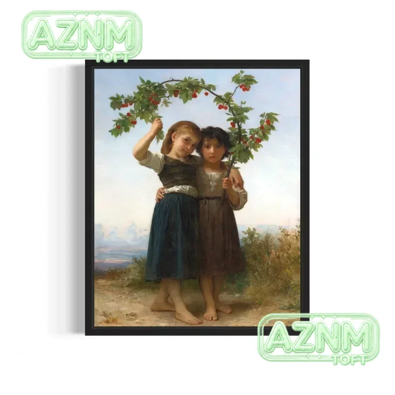 Famous William Bouguereau Artworks Poster Classic Vintage Jeunesse Woman Angels Canvas Painting Wall Art Living Room Home Dec