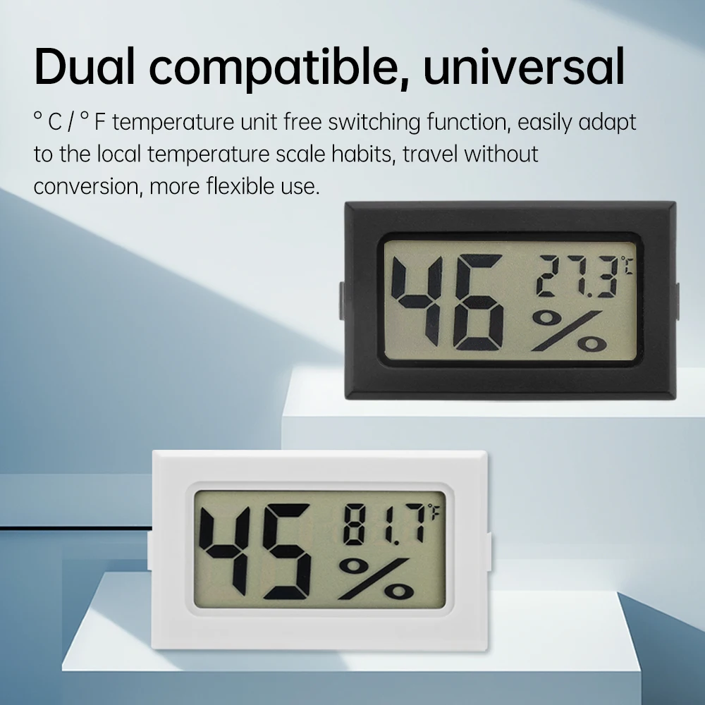 Digital LCD Indoor Convenient Temperature Sensor Humidity Meter -20℃~60℃ 20%RH~99%RH Thermometer Hygrometer Gauge ℃/℉ Switchable