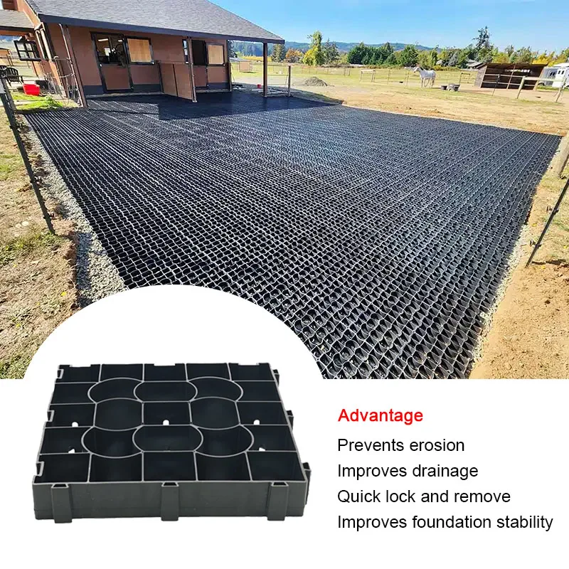 9 pièces de grille de pavage en gravier (1 mètre carré) - Système de renforcement du sol robuste pour allées, chemins de jardin, parkings, patios et passerelles, grille stabilisatrice de gravier en nid d'abeille perméable avec drainage d'eau et conception antidérapante.