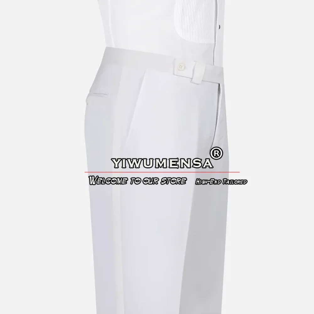 Traje blanco a medida para hombre, conjunto de chaqueta y pantalones de doble botonadura, esmoquin Formal para novio, boda, cena, fiesta y graduación, 2 piezas