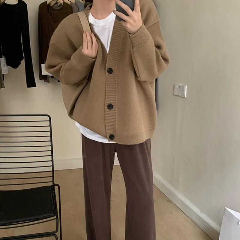 Nieuwe Collectie Herfst 2024 Vrouwen Trui Korea Stijl Lange Mouw V-hals Single Breasted Casual Loose Fit Gebreid Vest V194