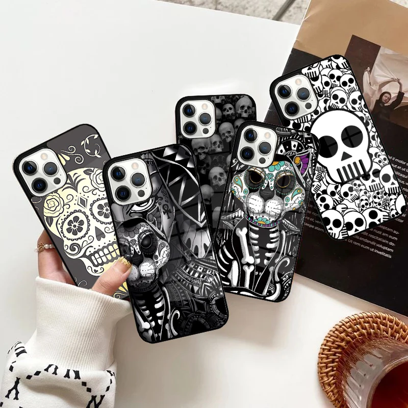 Cleopatra egyptian princess cat skull hieroglyphic Phone Case Magnetic for iPhone 15 16 14 13 Pro Max 11 12 Mini Magsafe Cover