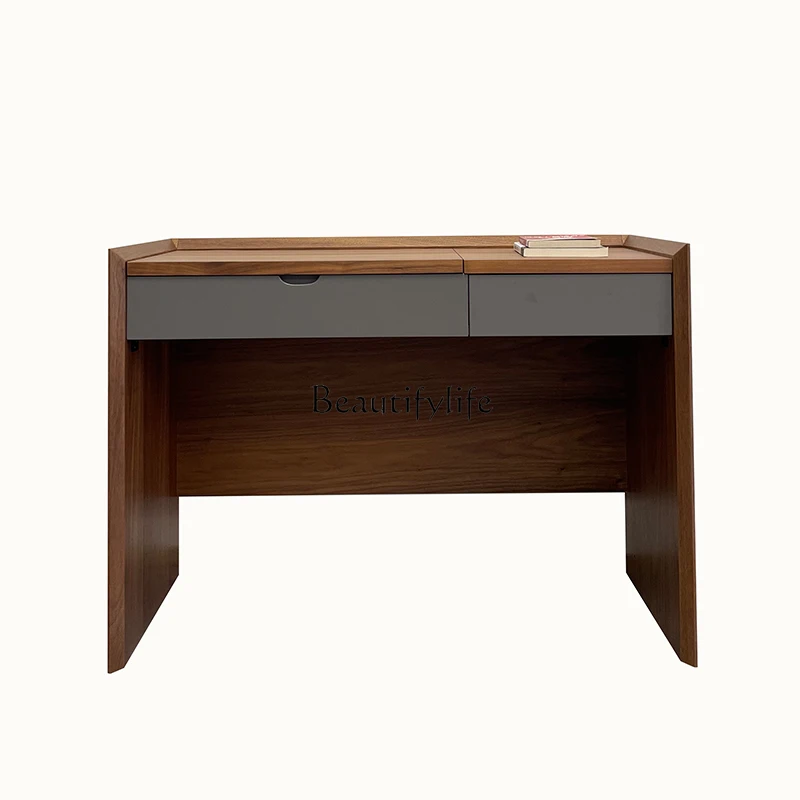 

04Italian minimalist solid wood dresser bedroom household storage cabinet integrated dressing table
