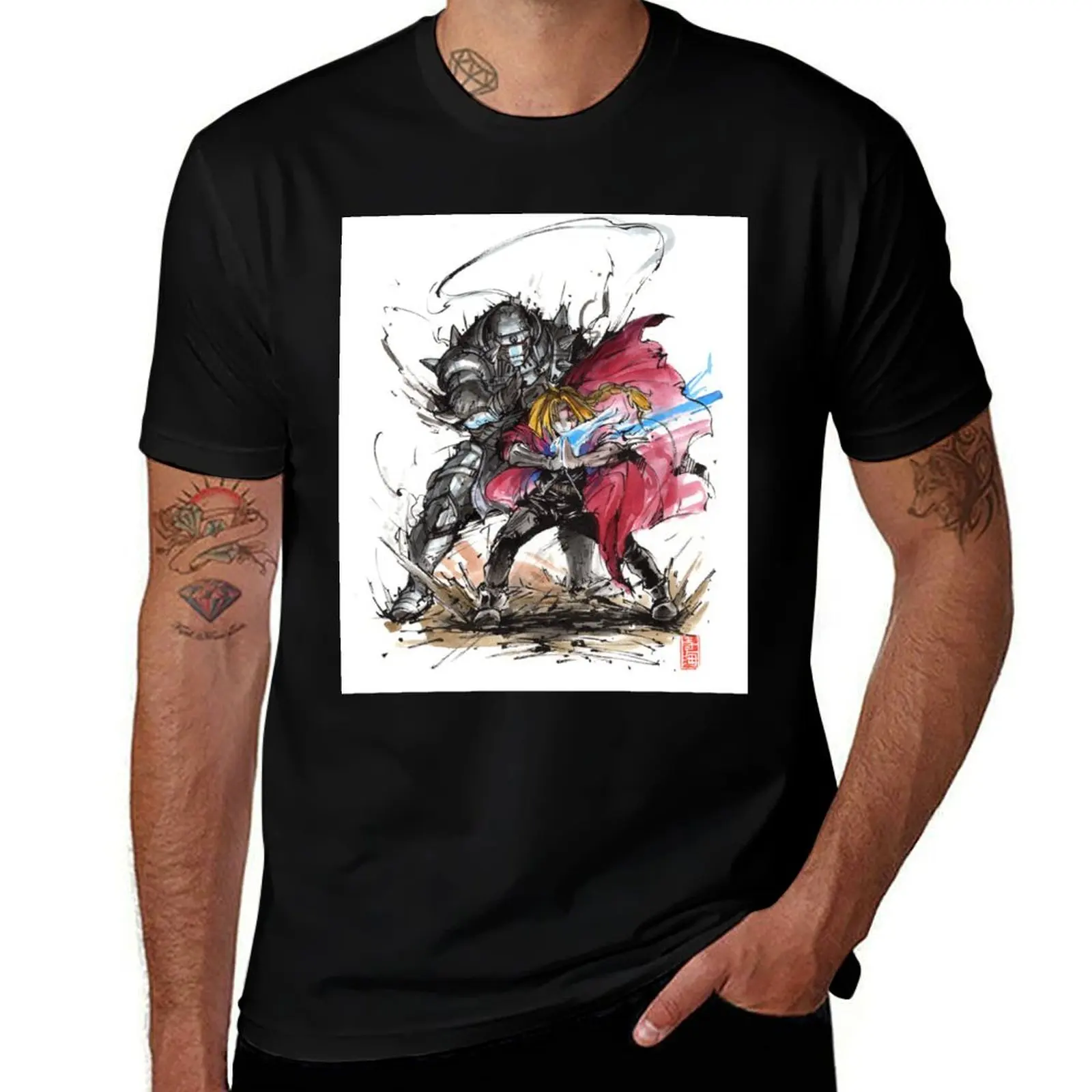 Tribute to Elric Brothers from Fullmetal Alchemist T-Shirt Plus Size Loose Fit T-Shirt