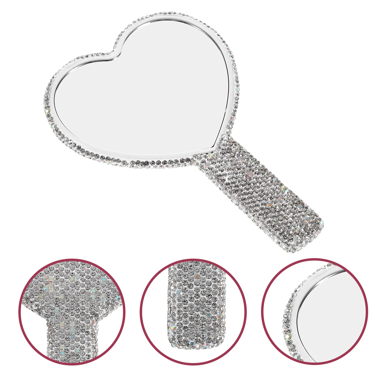 Rhinestone Handheld Mirror Handbags Crystal Makeup Small Compact Man