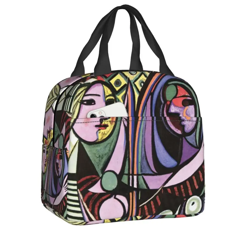 Pablo Picasso Girl Before A Mirror Insulated Lunch Tote Bag for Women Portable Cooler Thermal Bento Box Work School Travel