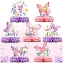 Butterfly Honeycomb Desktop Decor, Birthday Party Decoration, Crianças, Menina, Baby Shower, Casamento, Suprimentos, Rosa, Roxo