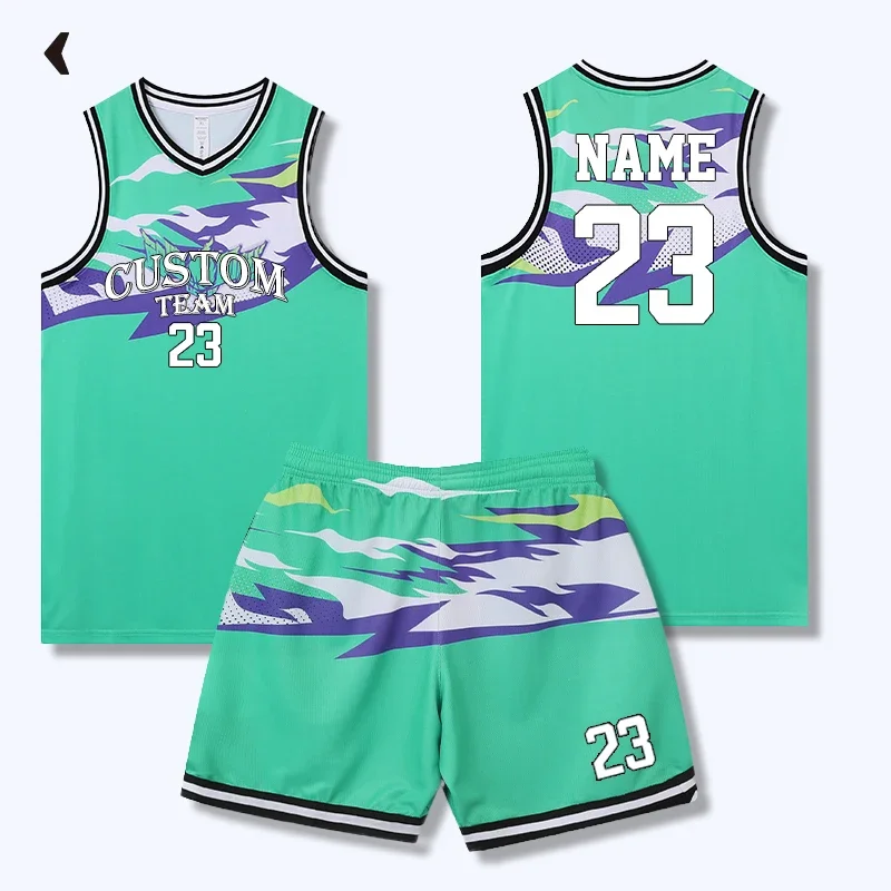 

Custom Basketball Jersey Mesh Breathable Basketball Wear Training Uniform Design Green Color Basketball T Shirt For Men Gj-A1016