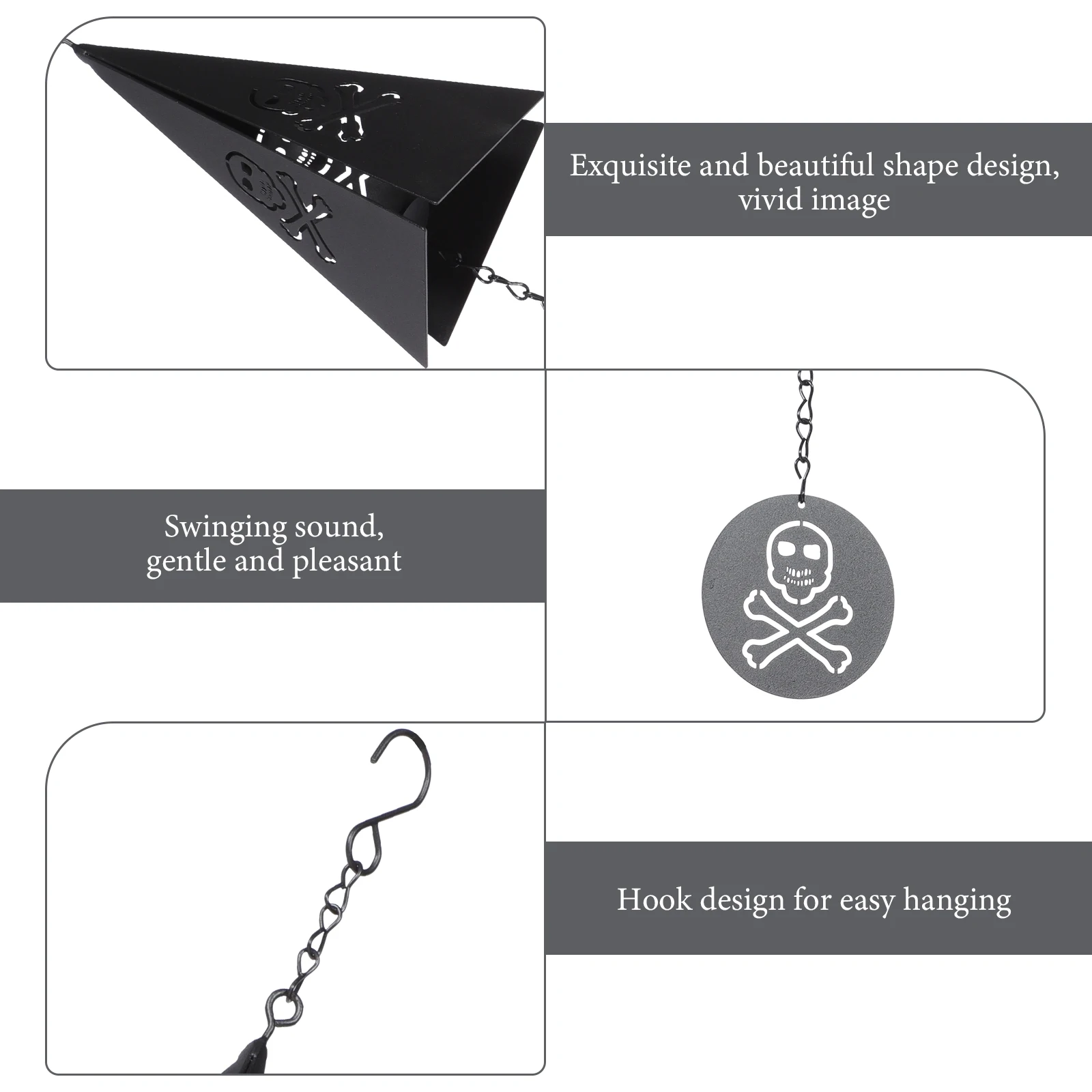 

Triangle Wind Chime Skull Halloween Themed Decorations Indoor Iron Pendant Household