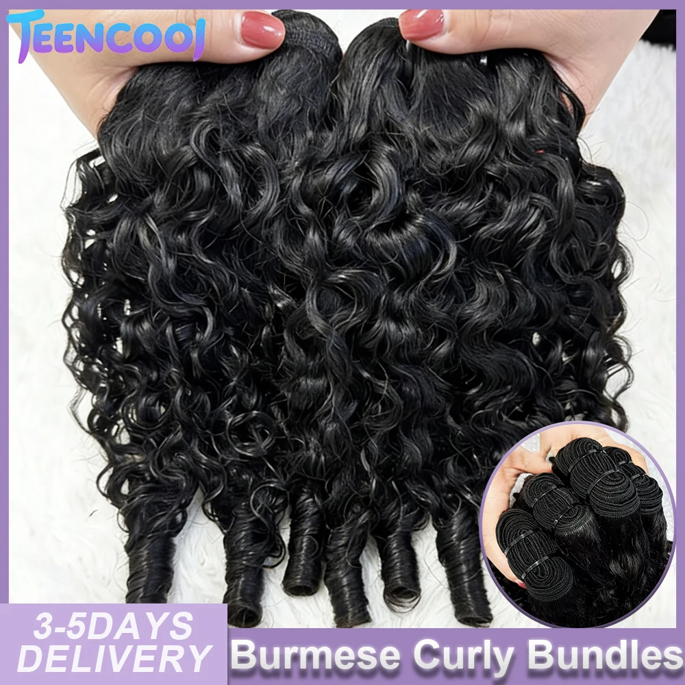 

20 22 24 26 28 30 Inches Burmese Curly Bundles Human Hair Bundles Virgin Weave Human Hair Extensions Curly Ends 1/3/4 Pcs Natural Color Remy Weave Brazilian Wigs Original