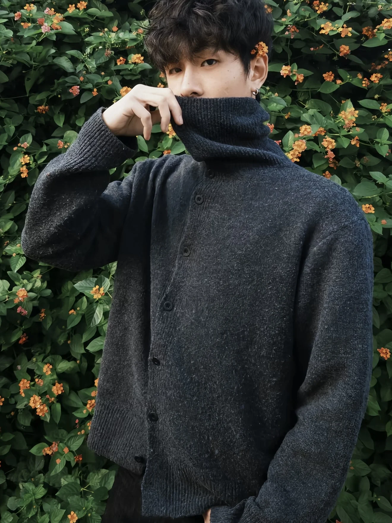 

Осенне-зимний американский свитер унисекс Aosphere: мягкий, с высоким воротом, повседневный, вязаный, на пуговицах, свободного кроя, с длинными рукавами