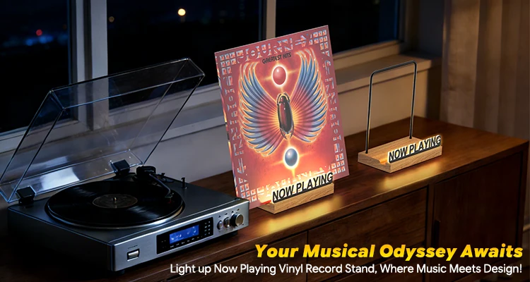 Jetzt spielender Vinyl-Schallplattenständer mit LED, Vinyl-Schallplattenständer, Acryl-Albumständer mit warmweißem Licht für die LP-Aufbewahrung – Detail 6