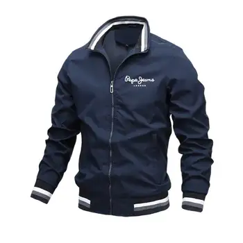 New Spring and Autumn Men's Stand Collar Casual Zipper Jacket Outdoor Sports Coat Windbreaker Jacket for Men Waterproof Bomber 2