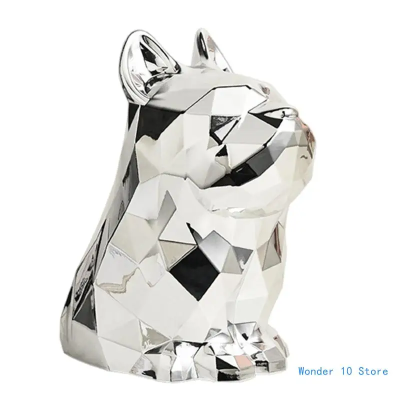 

Elegant Napkin Holder with Dog Figurine Contemporary Dog Tissue Box Silver Paper Holder for Bathroom or Bedroom