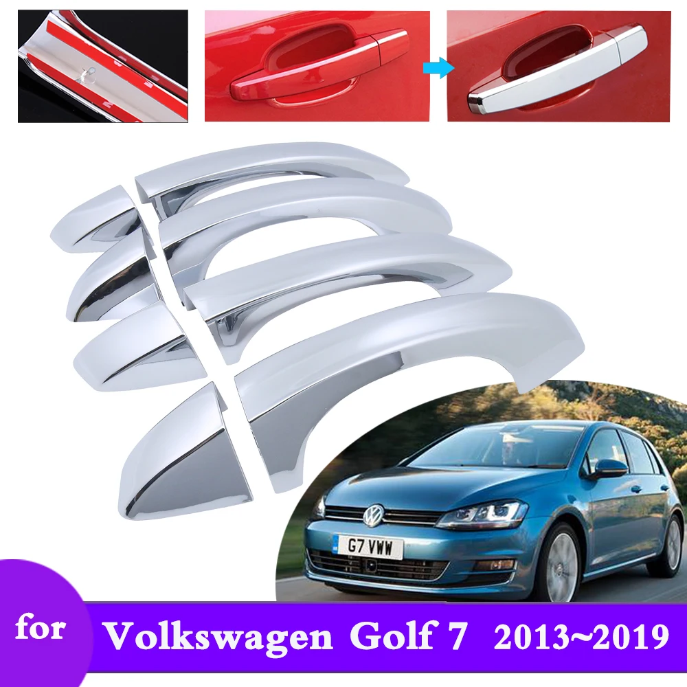 Chrome Door Handle Cover for Volkswagen VW Golf 7 Mk7 2013~2019 Protective Styling Sticker Car Accessories Gadget 2014 2015 2016