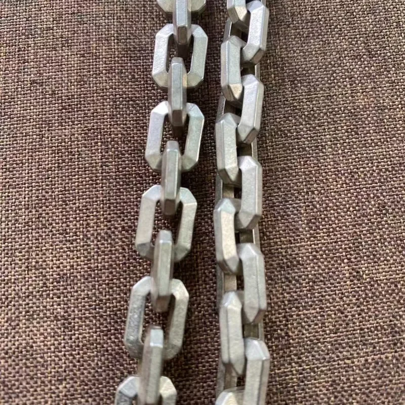 Unisex Weiße Kupfer Matt Quadratische Gliederkette Retro S-Haken Choker Punk Streetwear Schmuck für Männer und Frauen – Detail 3