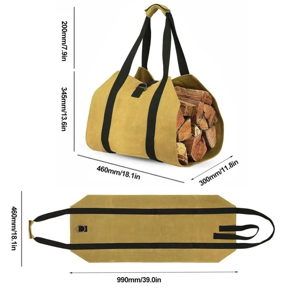 حقيبة حطب قوية قابلة للطي بسعة كبيرة مع مقابض وحامل خشب للمدفأة وحقيبة تخزين محمولة كبيرة الحجم #6